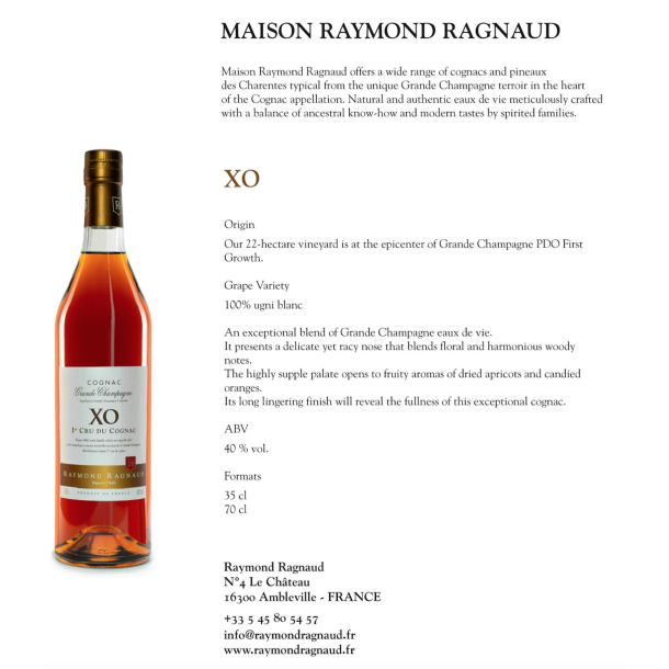 COGNAC XO 25 �r R. Ragnaud G. Champagne 0,7 liter 40 pct