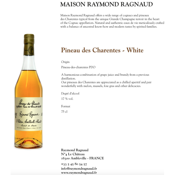 PINEAU des Charentes hvid R. Ragnaud 0,75 liter 17 pct