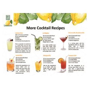 Drikke blandinger med Limoncello, Prosecco, Syrop, Ginger, Mint, Red Vermouth, Angostura, Chili.